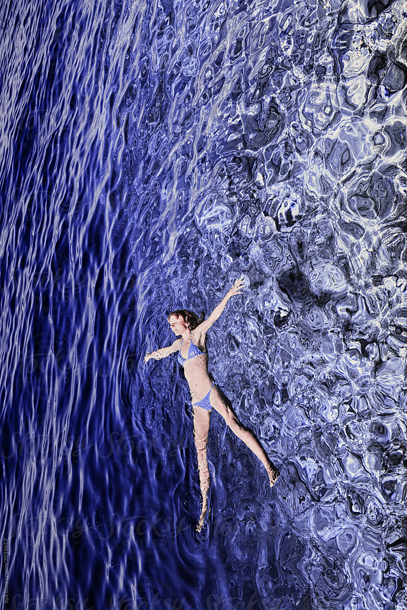 Infrared: Woman relax swimming summer nature sea water