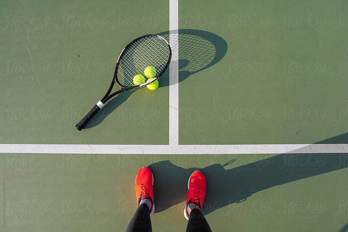 Anonymous woman on tennis court