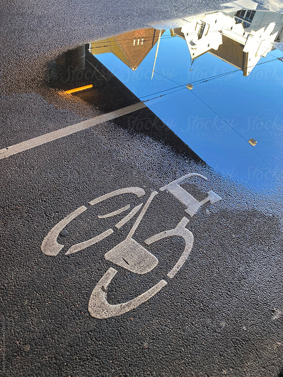bicycle lane on asphalt road