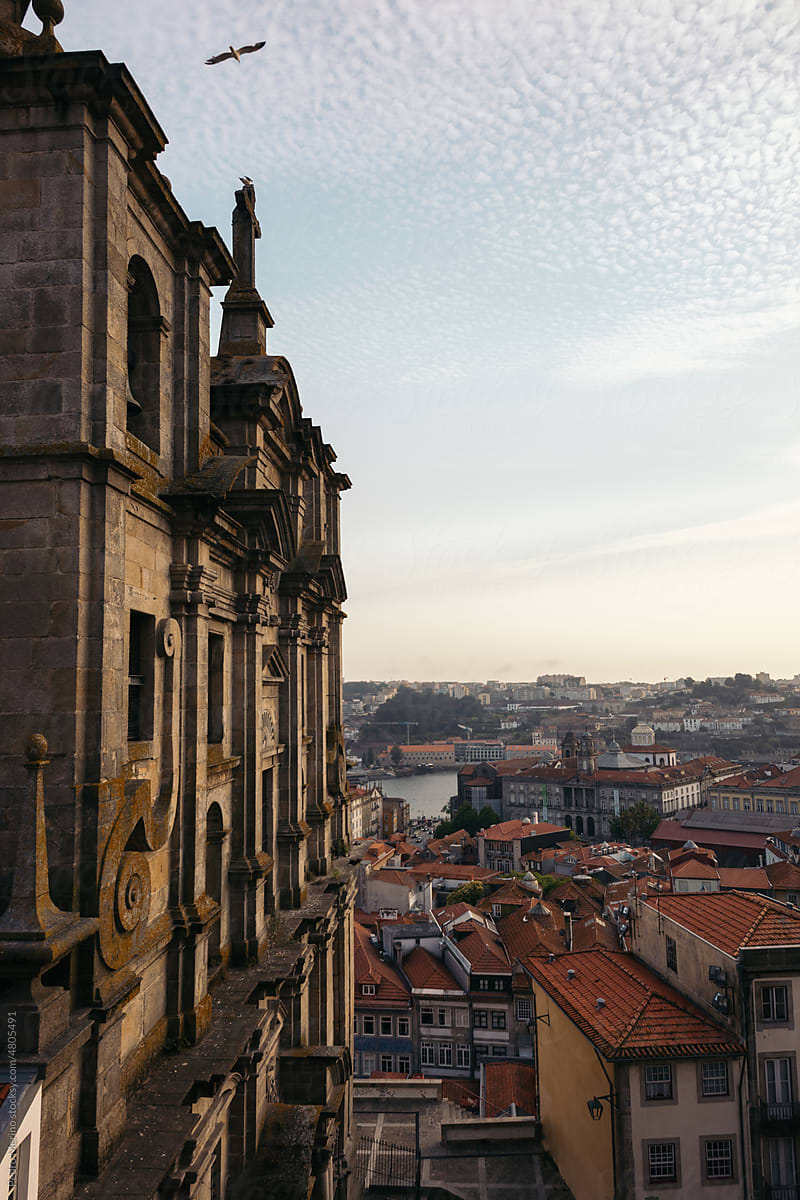 Cityscape of the city of Porto and the cathedral