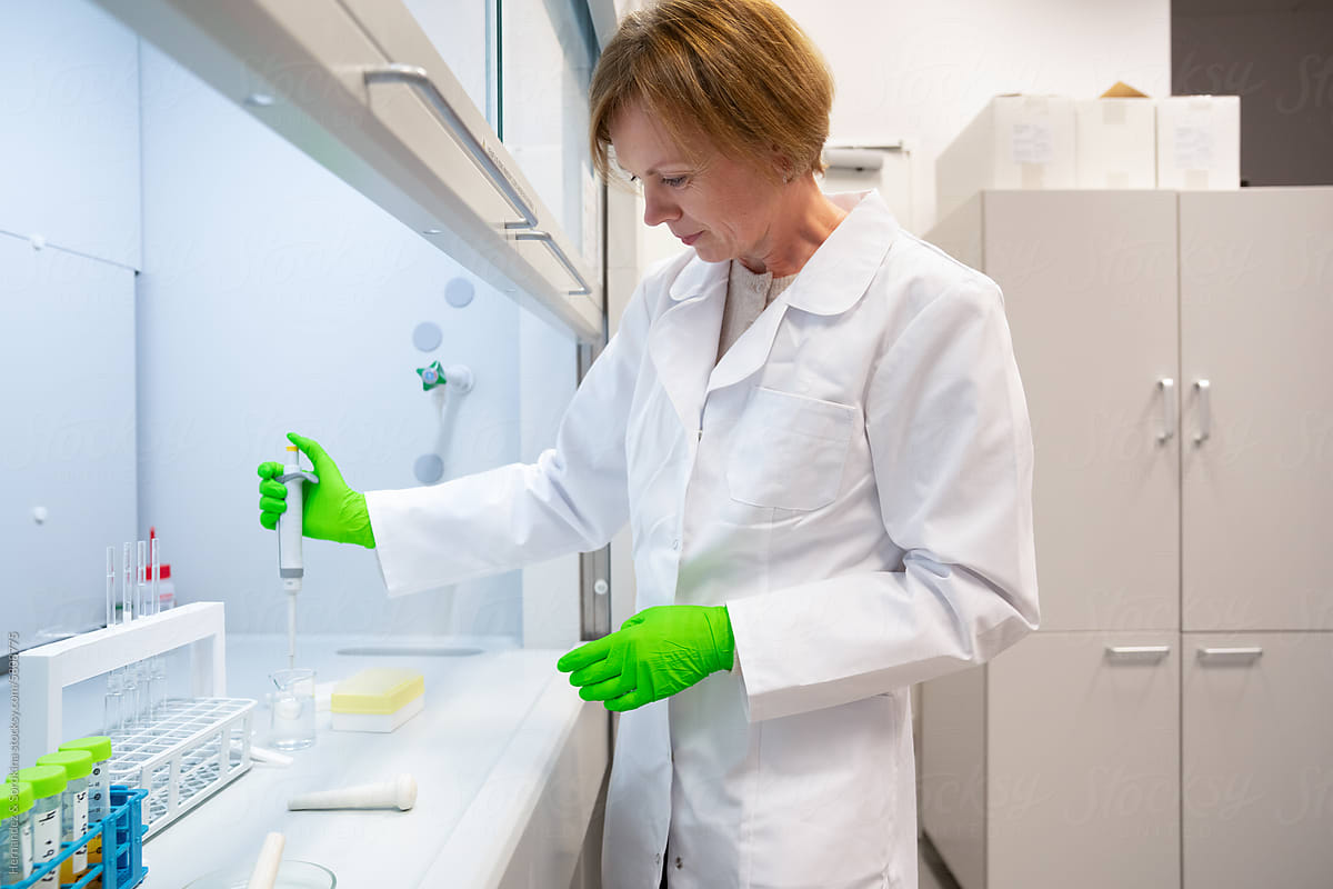 Researcher Working At Lab Chamber