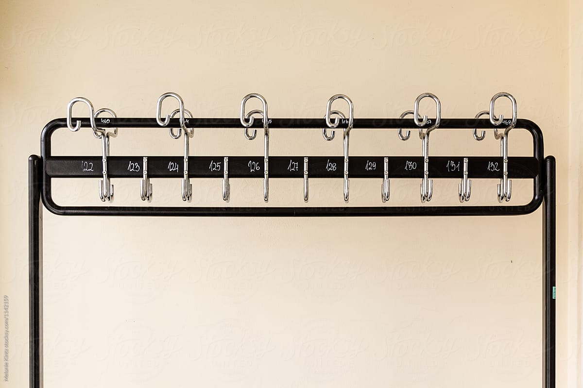 Empty Wardrobe with numbered hooks