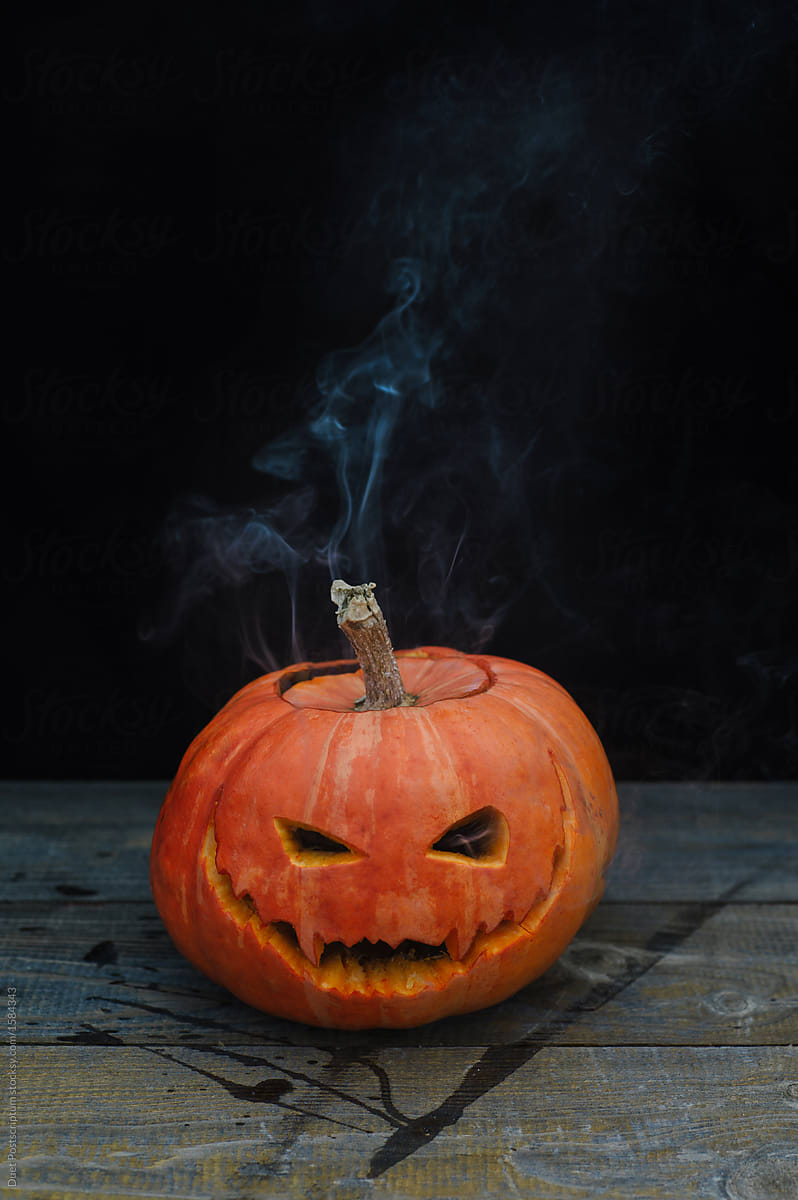 Smoking pumpkin lantern