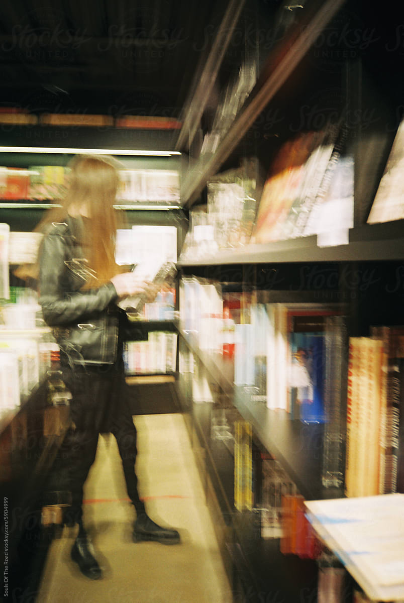 Young woman in a book store.