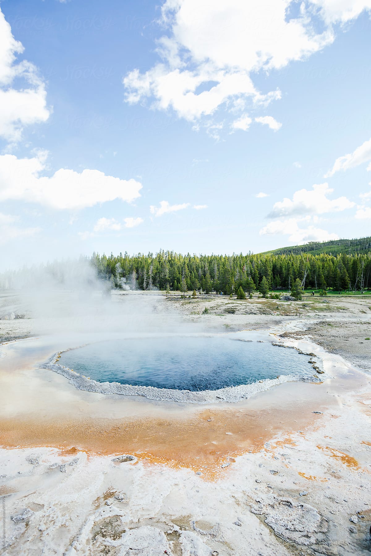 View of hot spring water in Yellowstone National Park