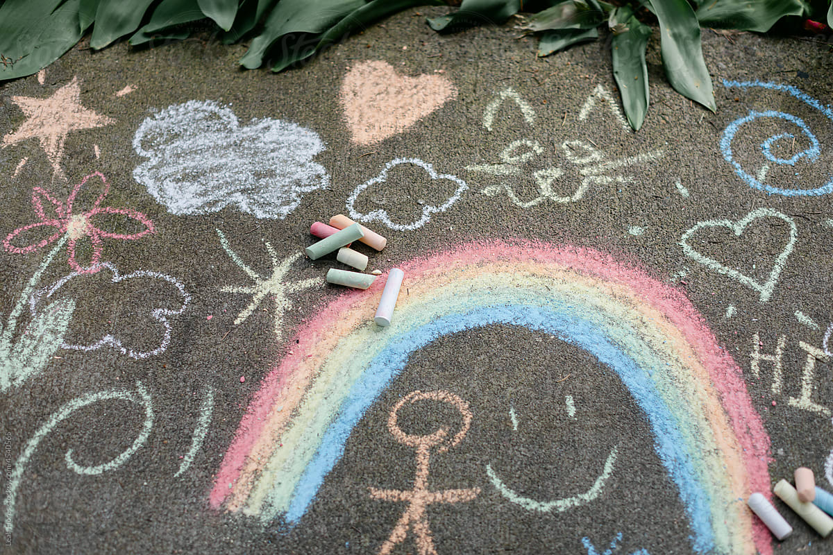 Colorful Chalk Doodles by Children