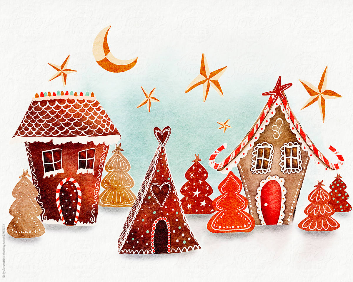 Gingerbread houses illustration
