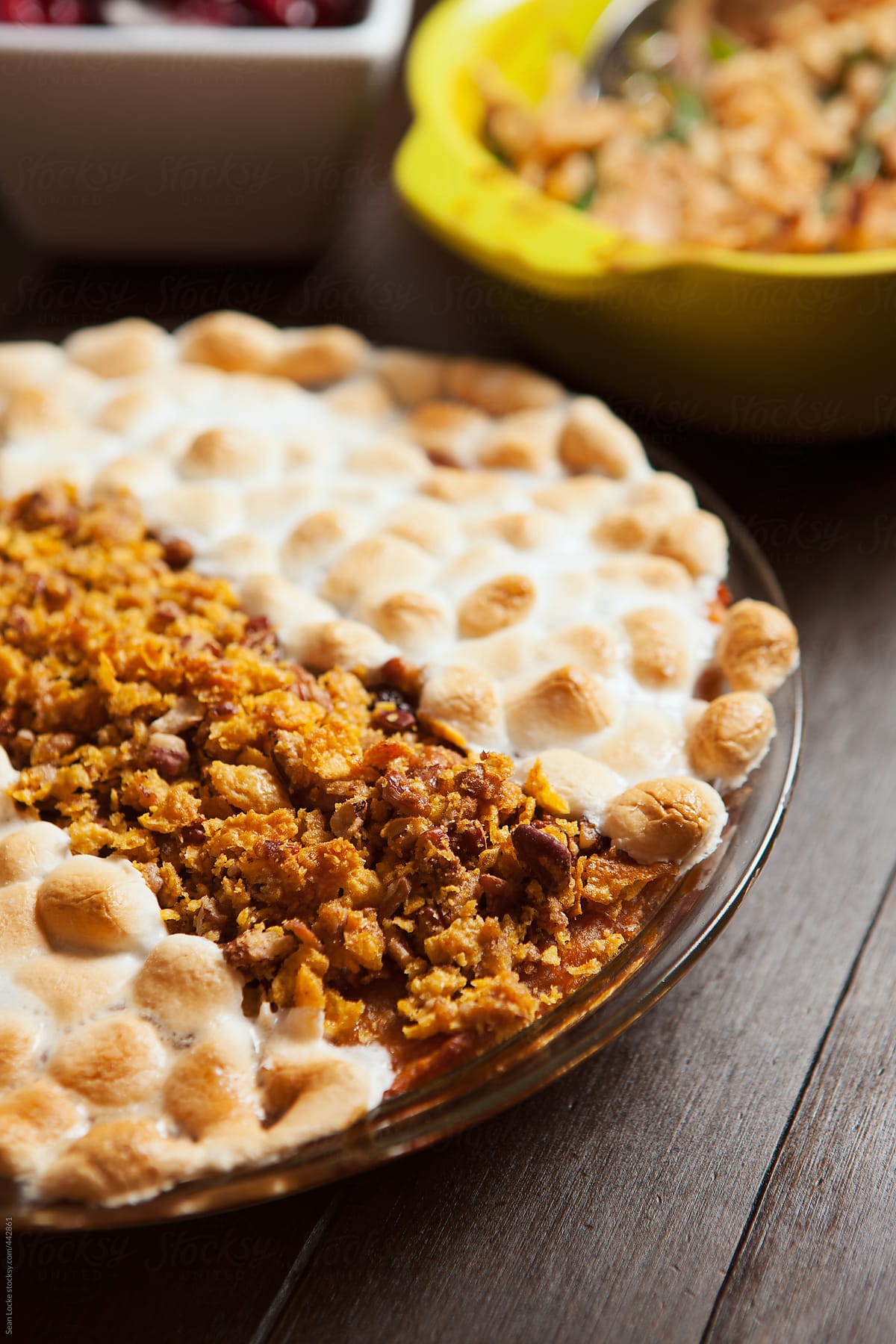Thanksgiving: Sweet Potato Casserole With Marshmallows And Other Side Dishes