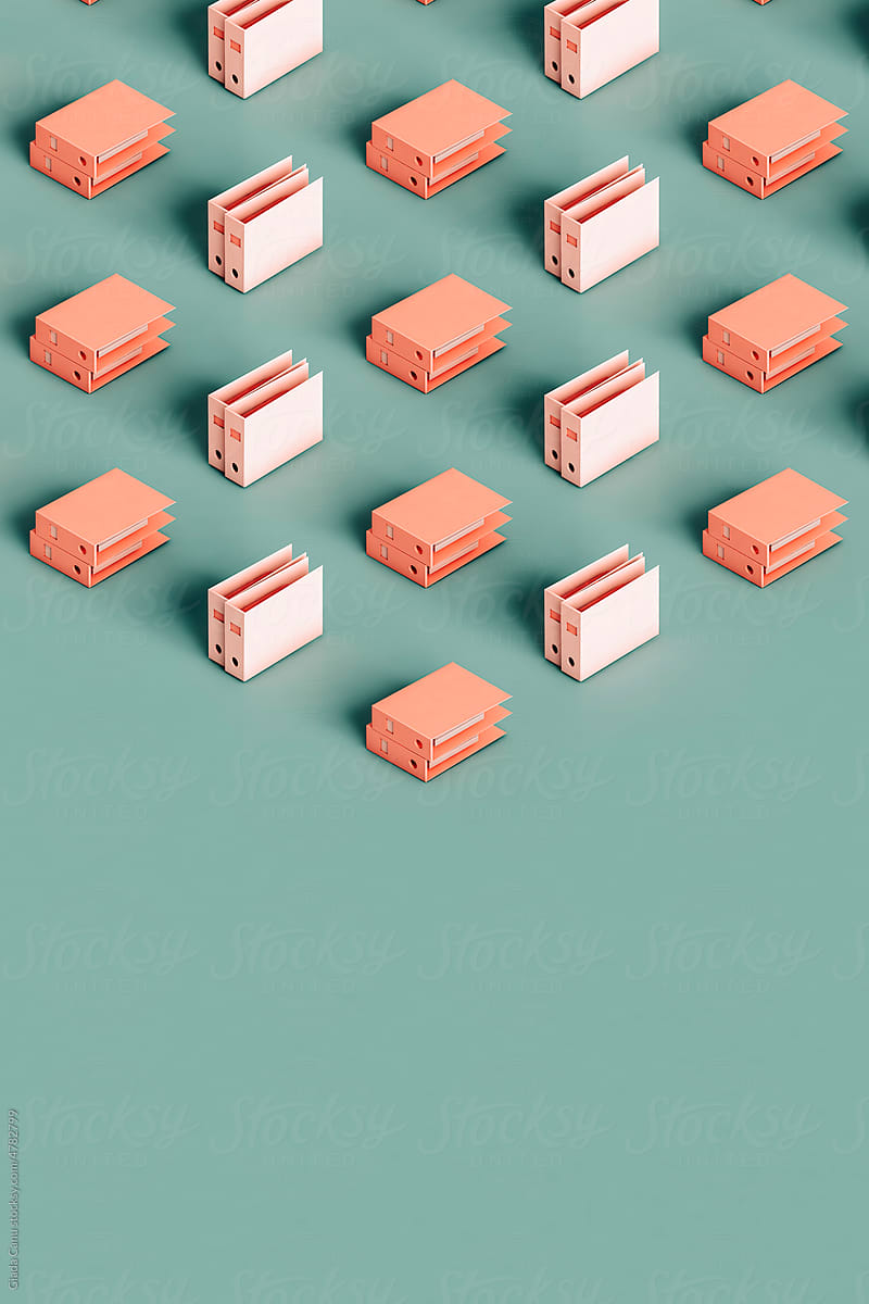 isometric pink office folders