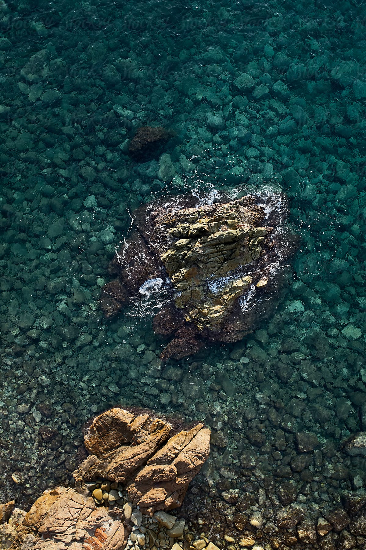 Drone view of cliff at shallows.