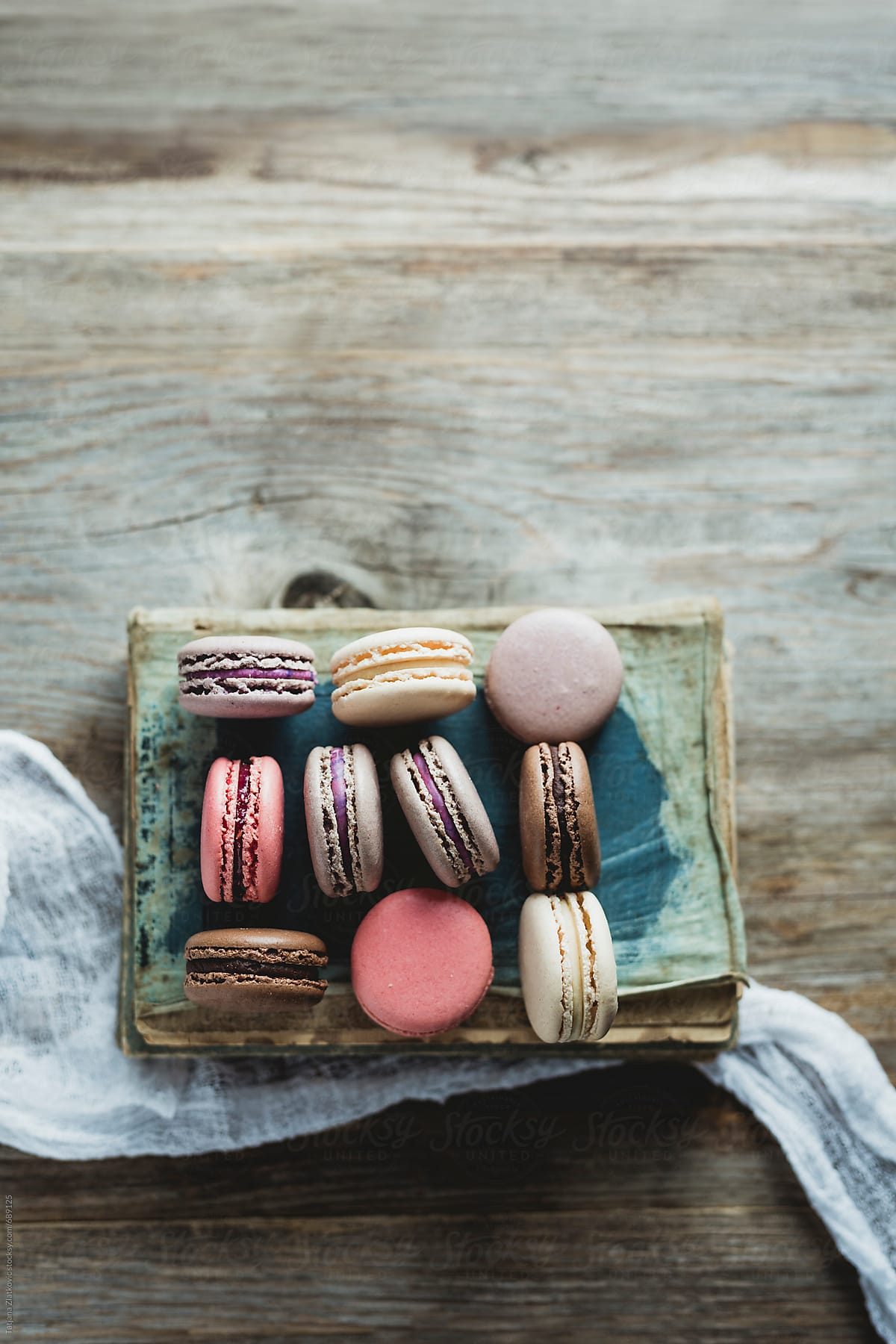 Macaroons on a book
