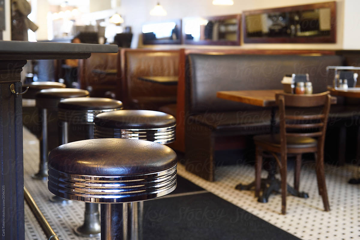 Bar stools in a vintage diner