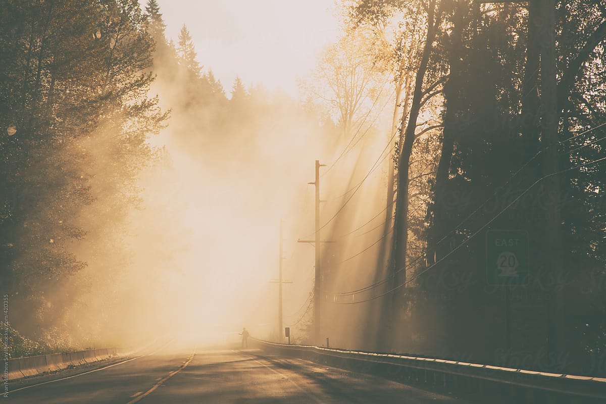 Hitchhiker, Hidden Car, Foggy Morning