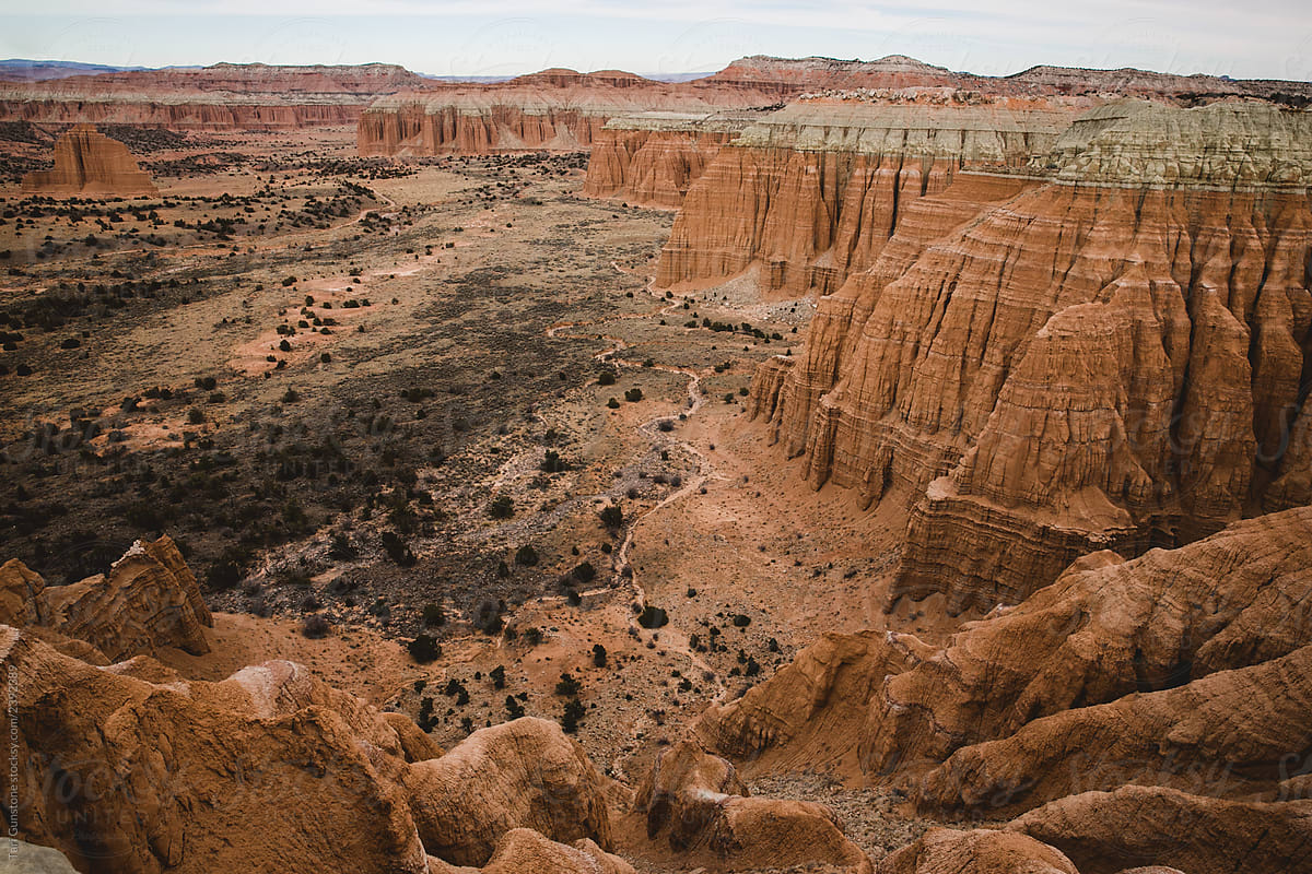 Desert landscape of sandstone formations in Utah