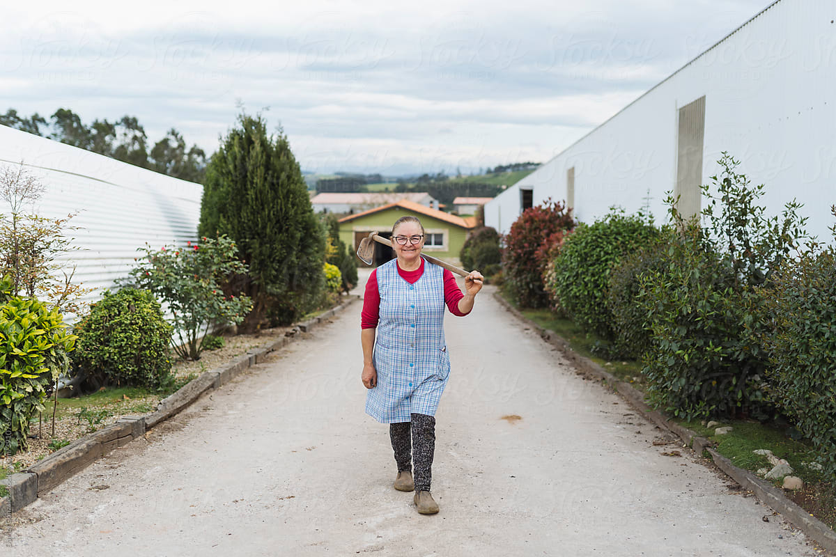 A rural senior woman farmer on the farm