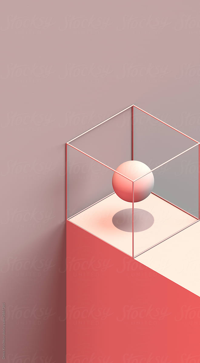 The frame of the cube and the sphere.