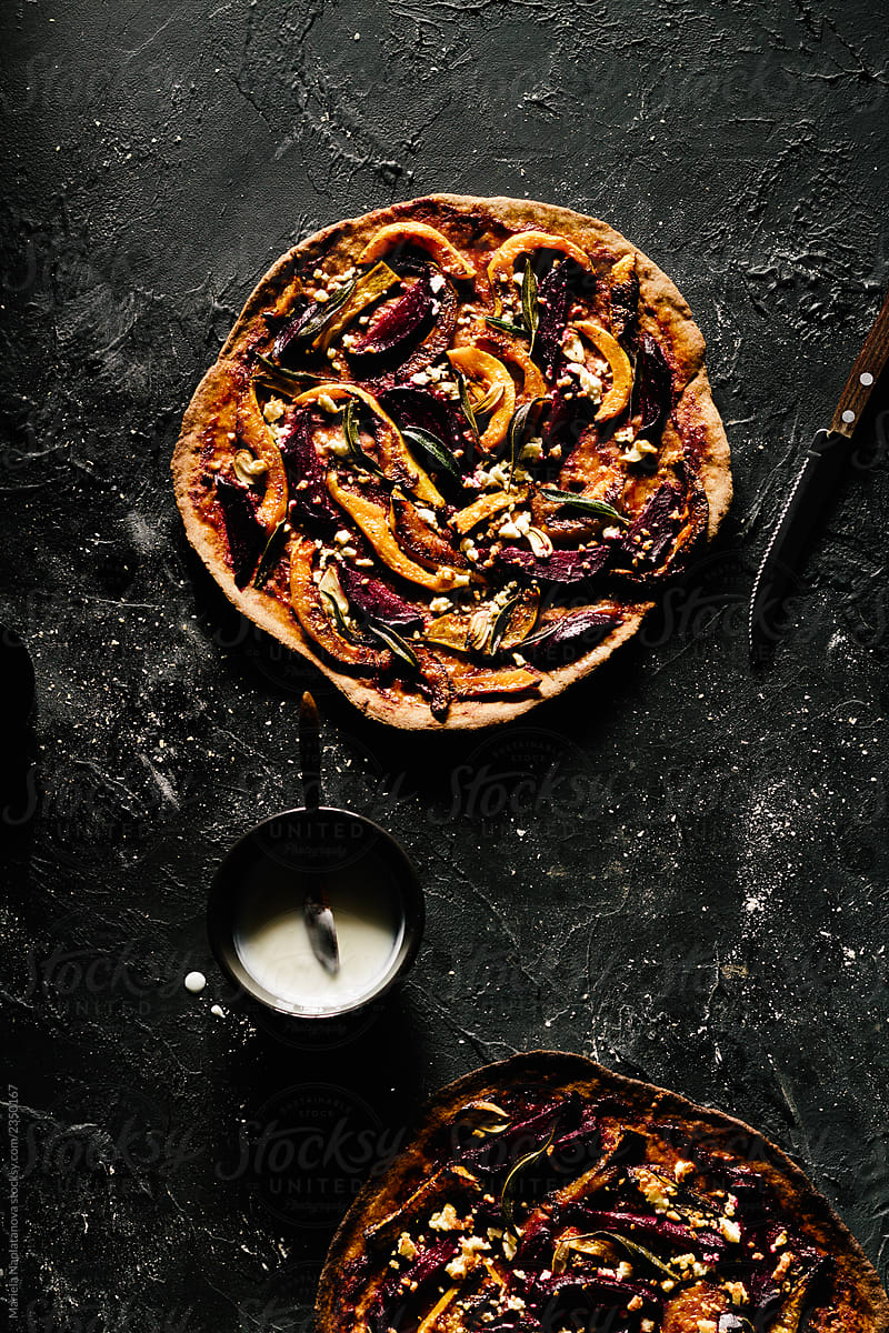 Roasted Beet and Butternut Squash Flatbread Pizza