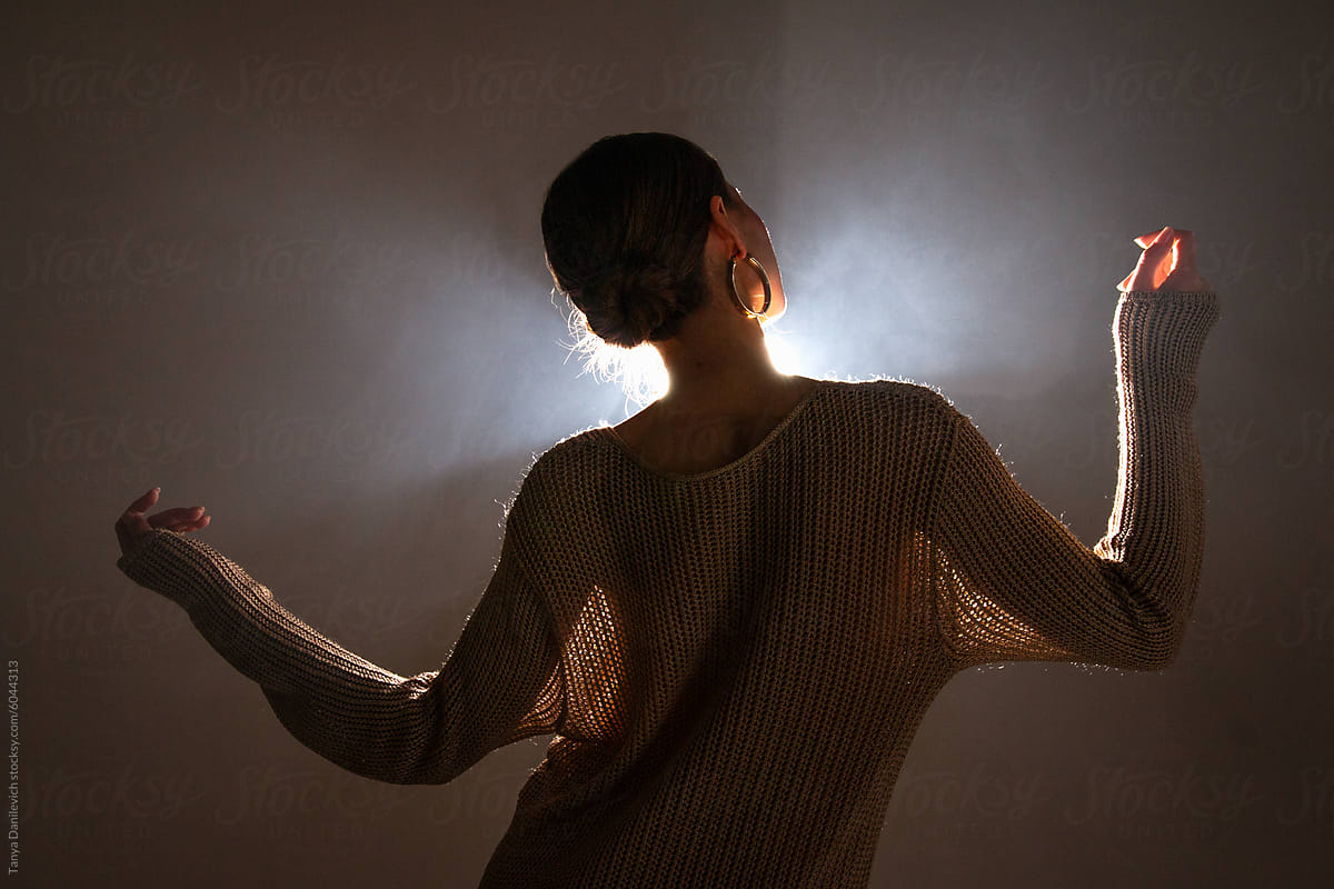 An artistic girls performer silhouette.