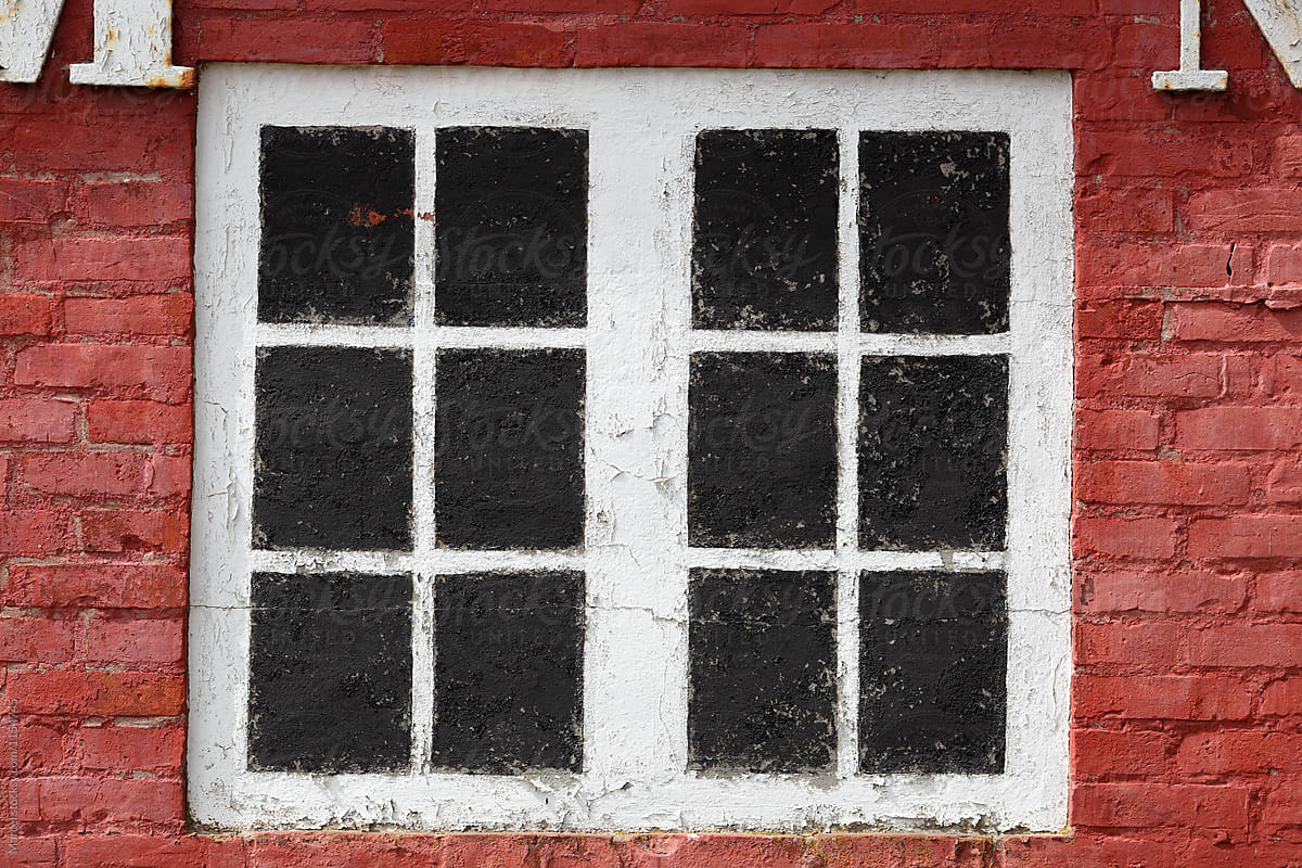 Fake window painted on  a wall