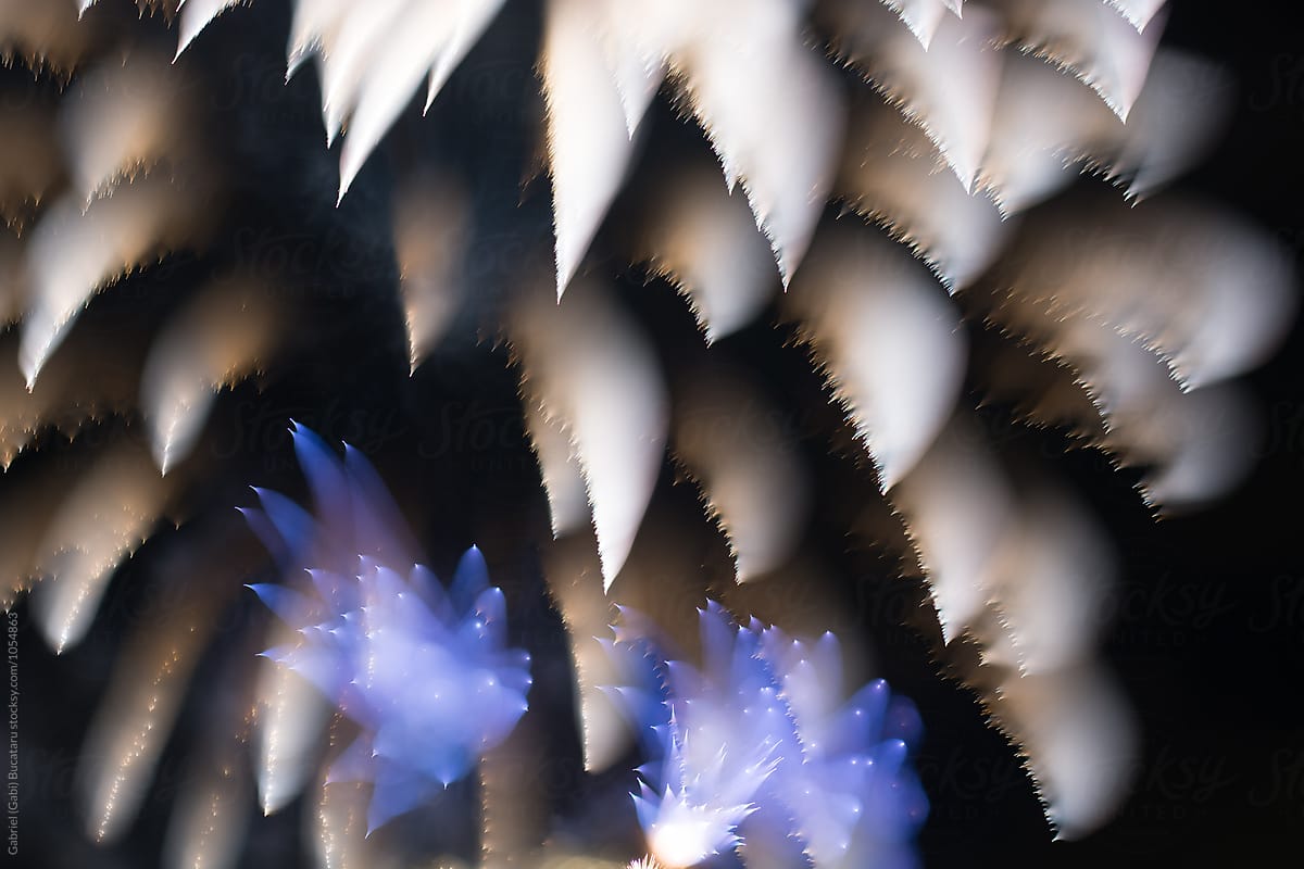 Blurred fireworks streaks