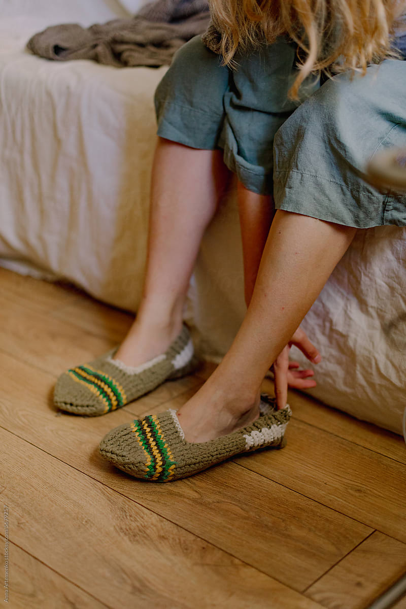 female feet in slippers