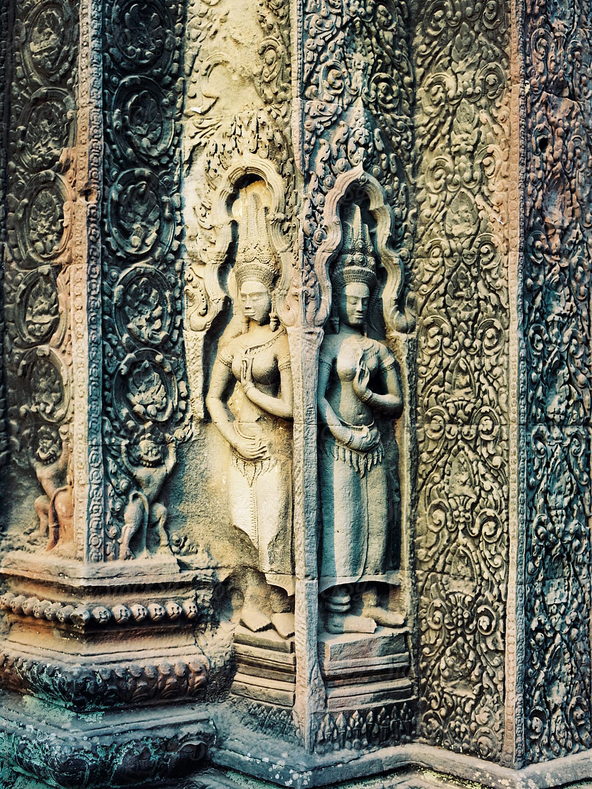 Sculptures in ancient temple