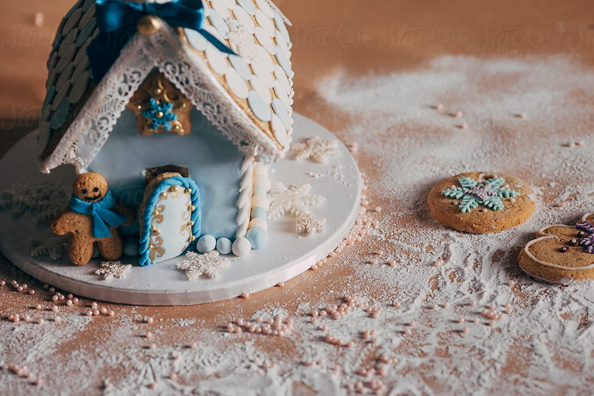 Blue Gingerbread House