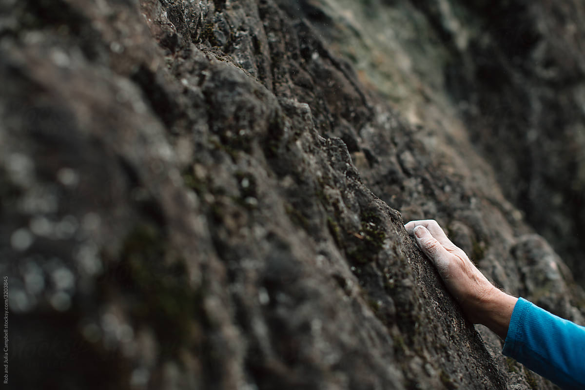 Rock climbing hand detail
