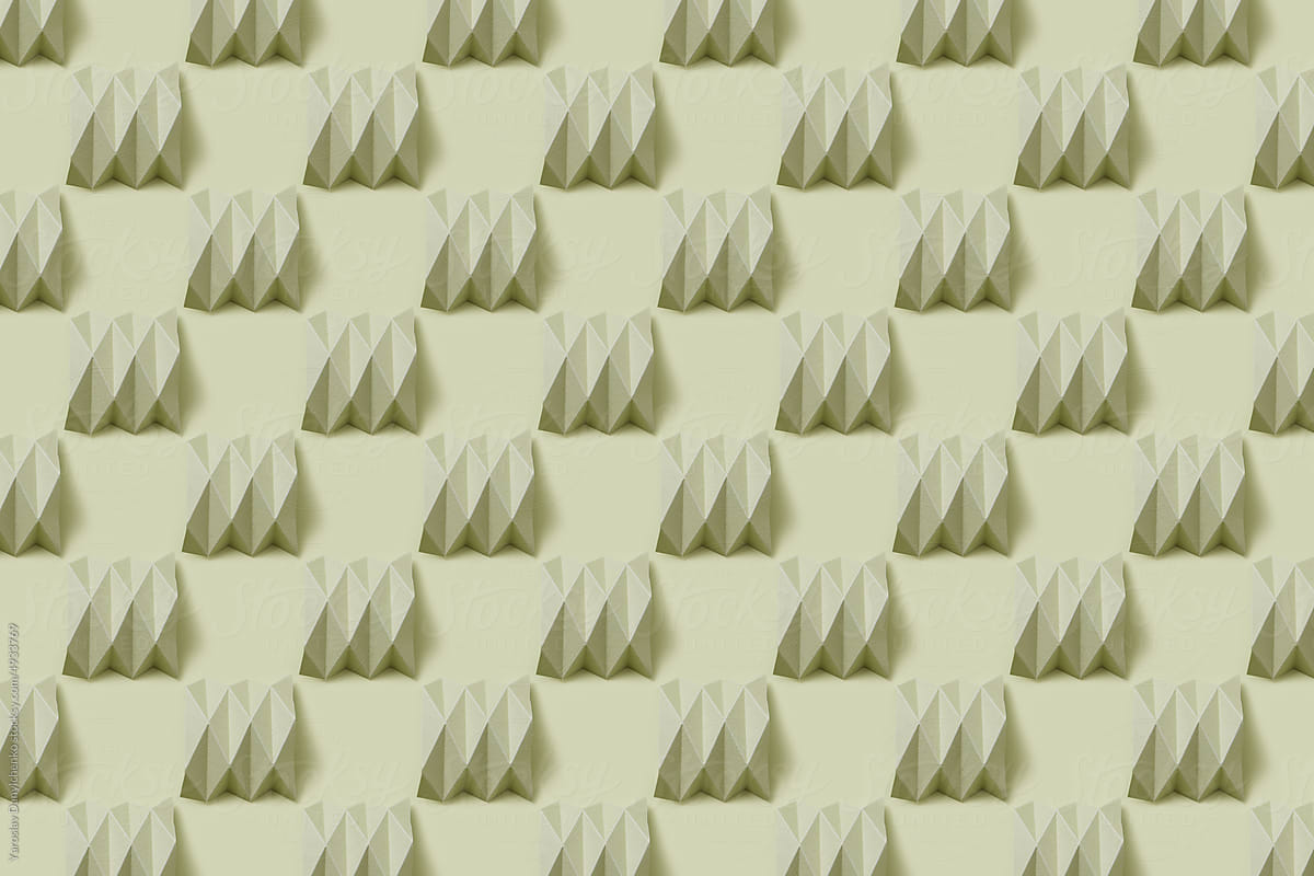 Green papercraft elements repeated pattern.