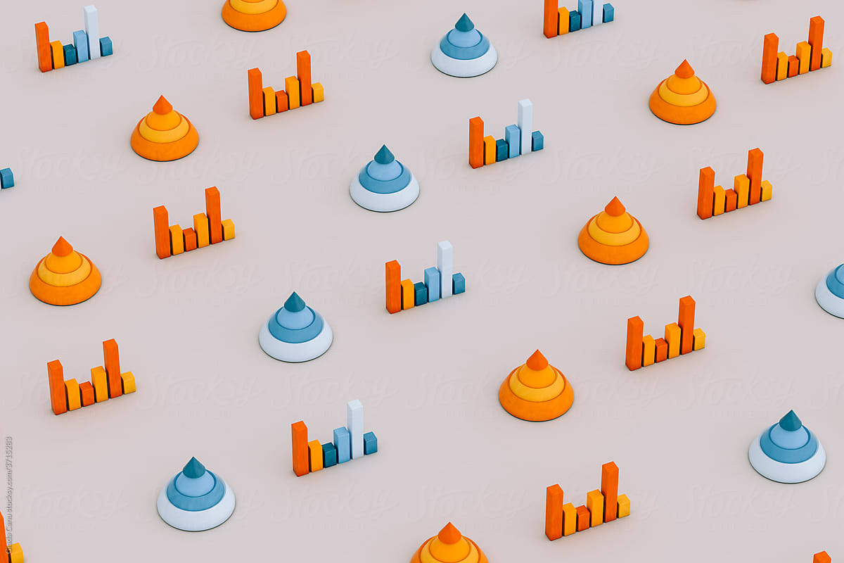 blue and orange infographics on grey background.