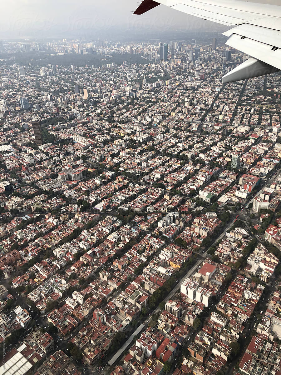 Plane flying over Mexico City
