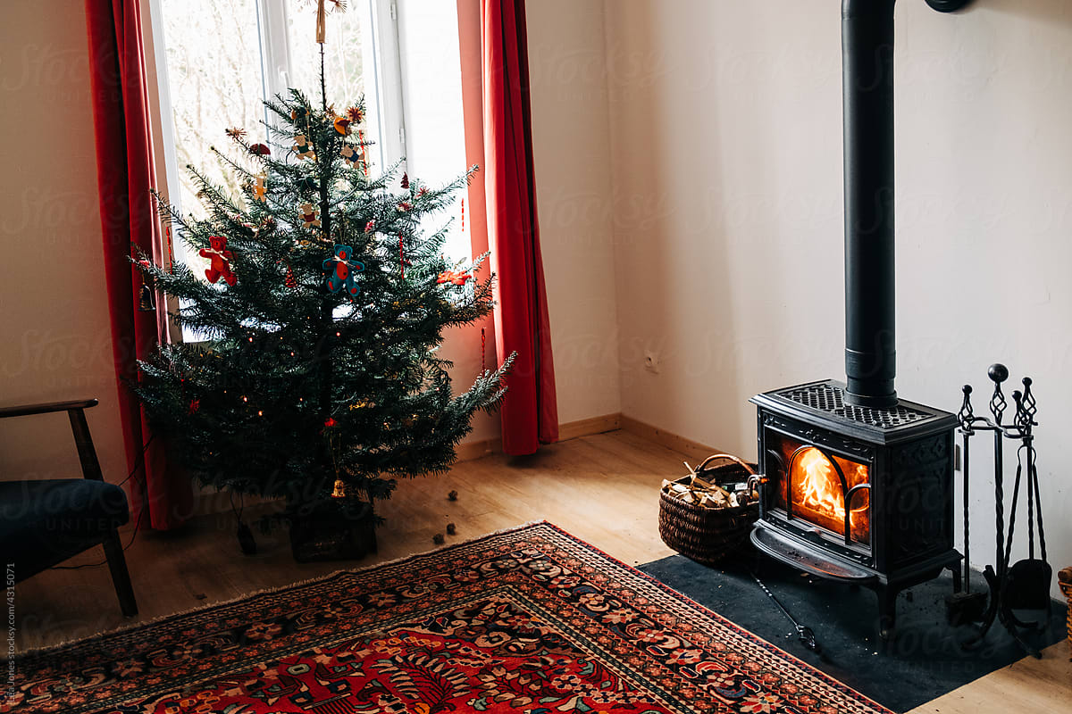 cosy fireplace at Christmas