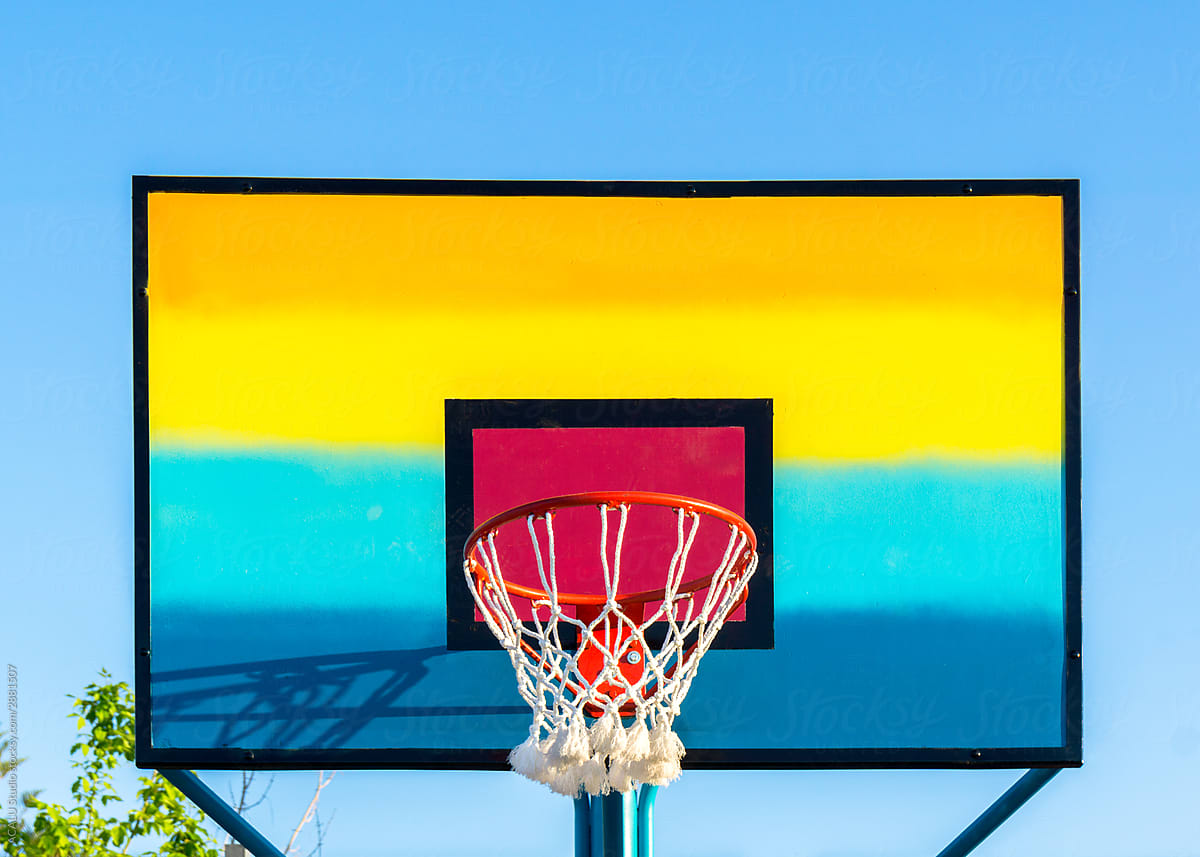 Beautiful basketball basket painted with many colors