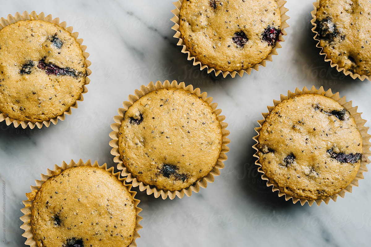 Paleo Blueberry Muffins Flat Lay