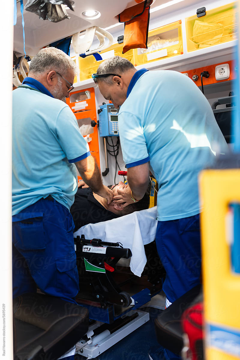 doctors working in an ambulance