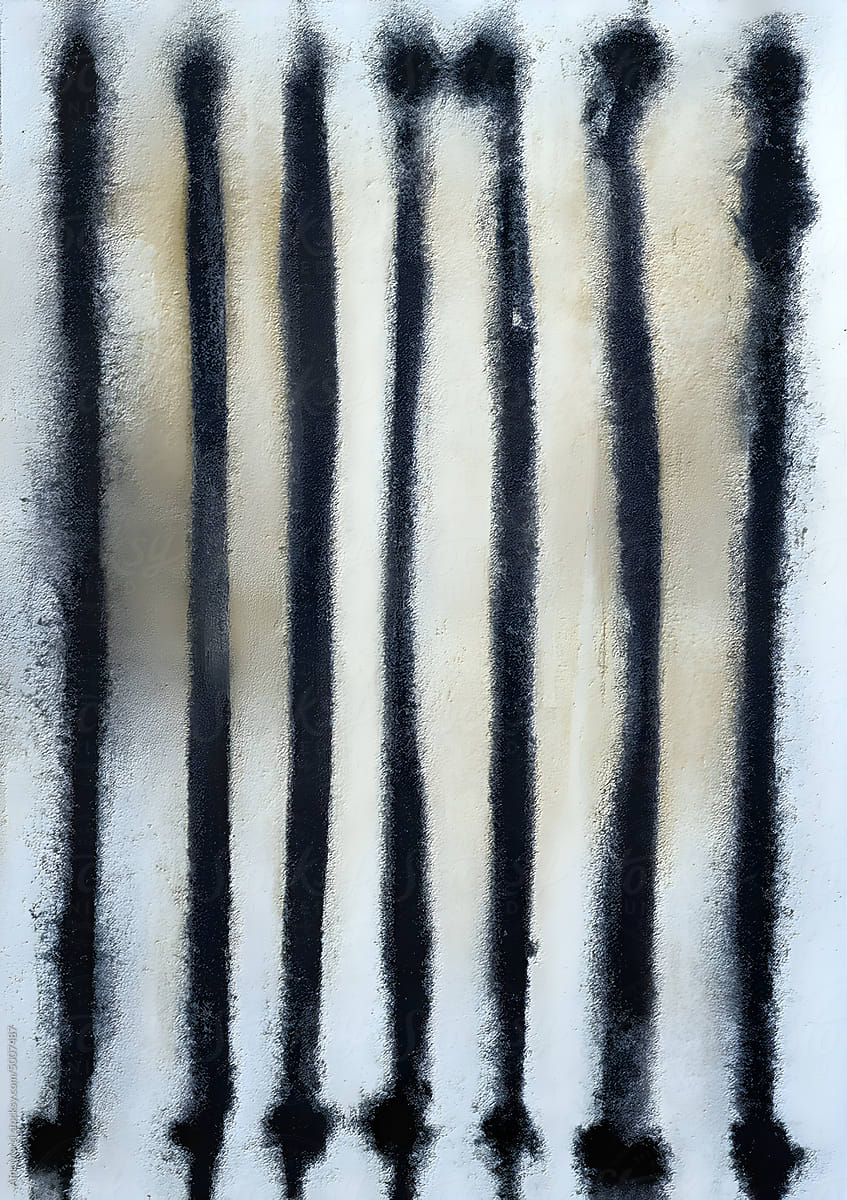 a painting of black and white stripes on a white wall