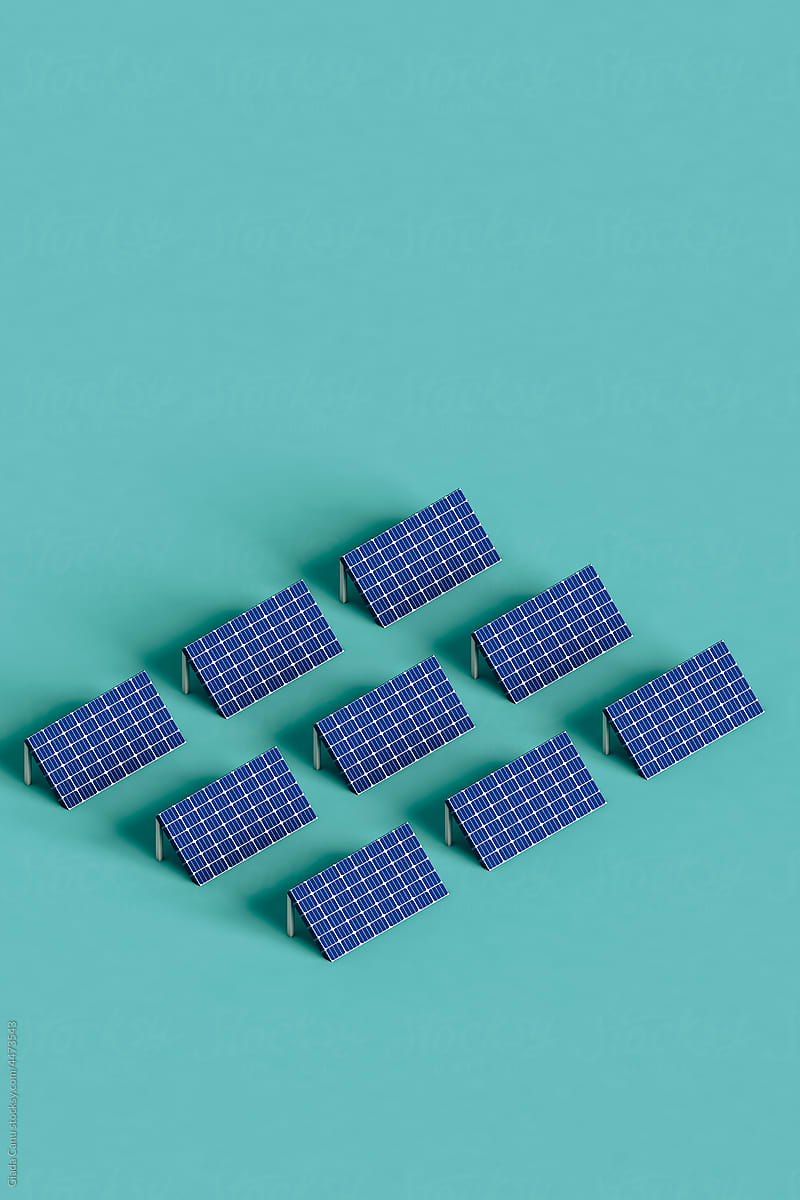 collection of Solar panels. alternative energy source. 3d render