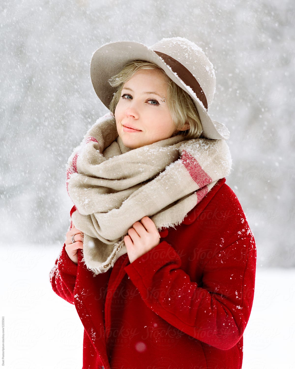 Young Girl In Red Coat Posing By Stocksy Contributor Duet Postscriptum Stocksy 8984