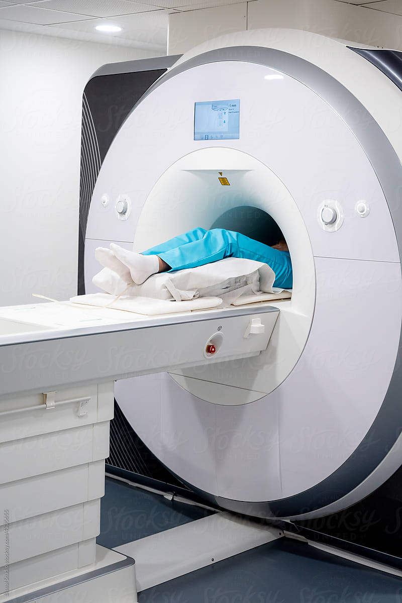 Patient lying on MRI procedure
