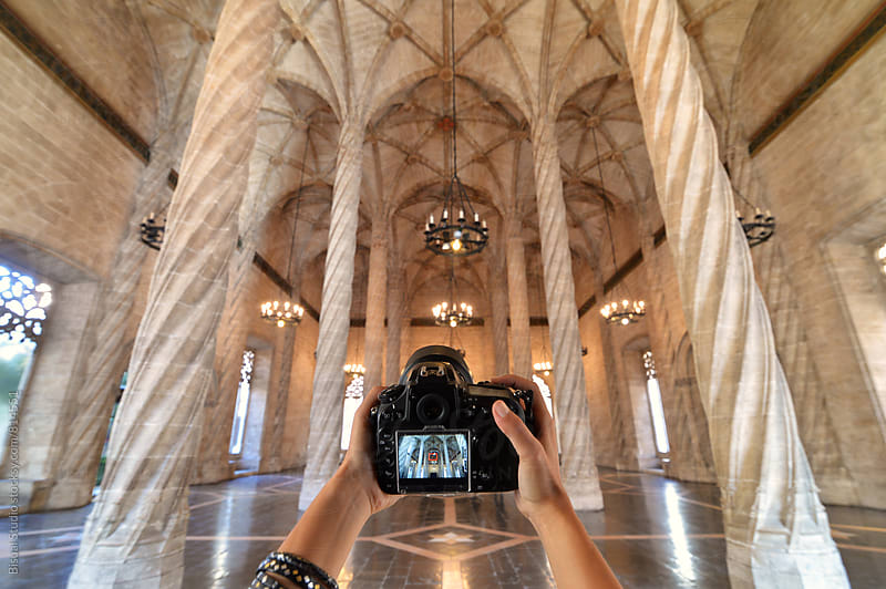Taking photos of The Contract Hall of the Silk Exchange