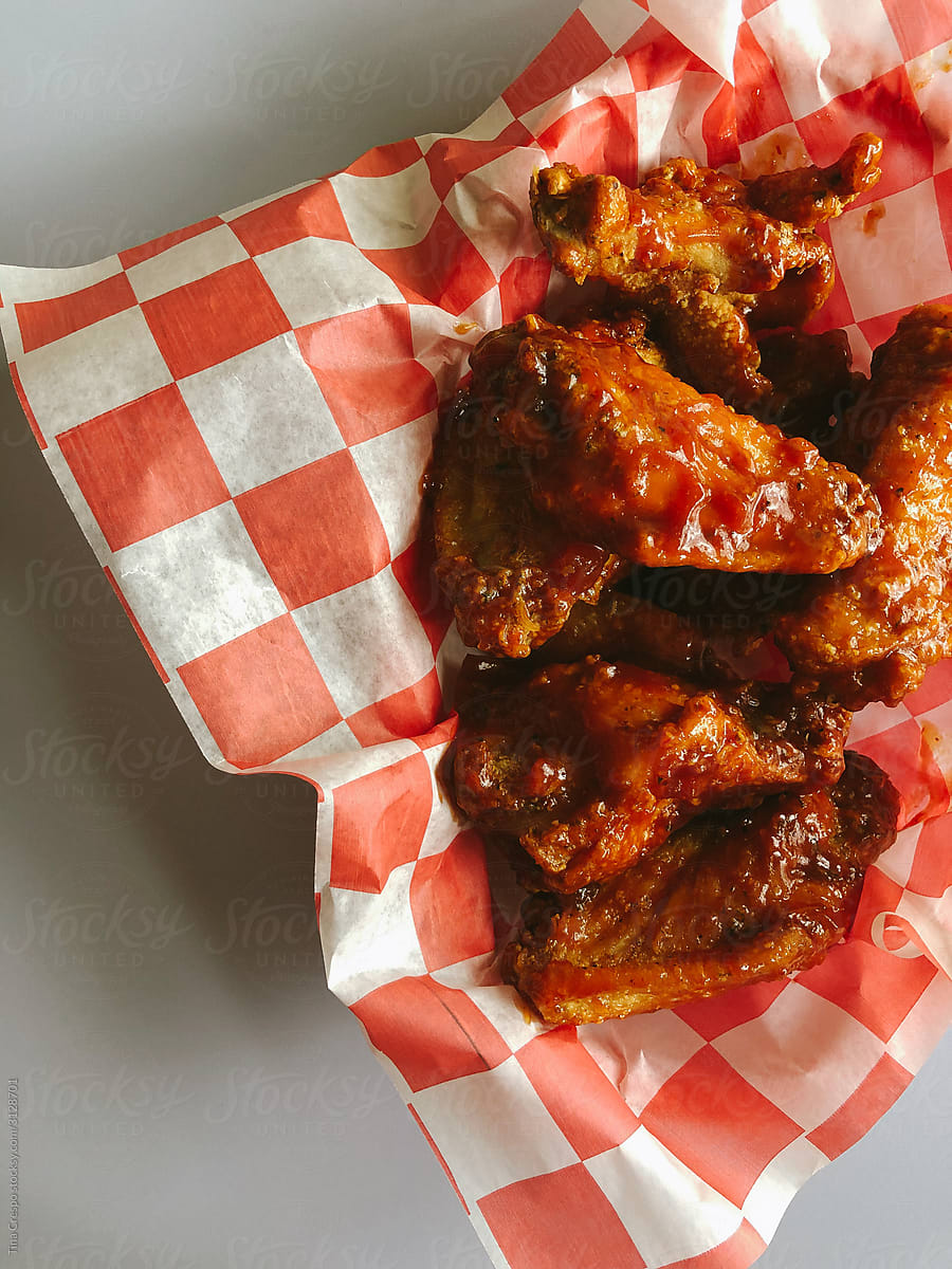 Top View of Sauced Chicken Wings