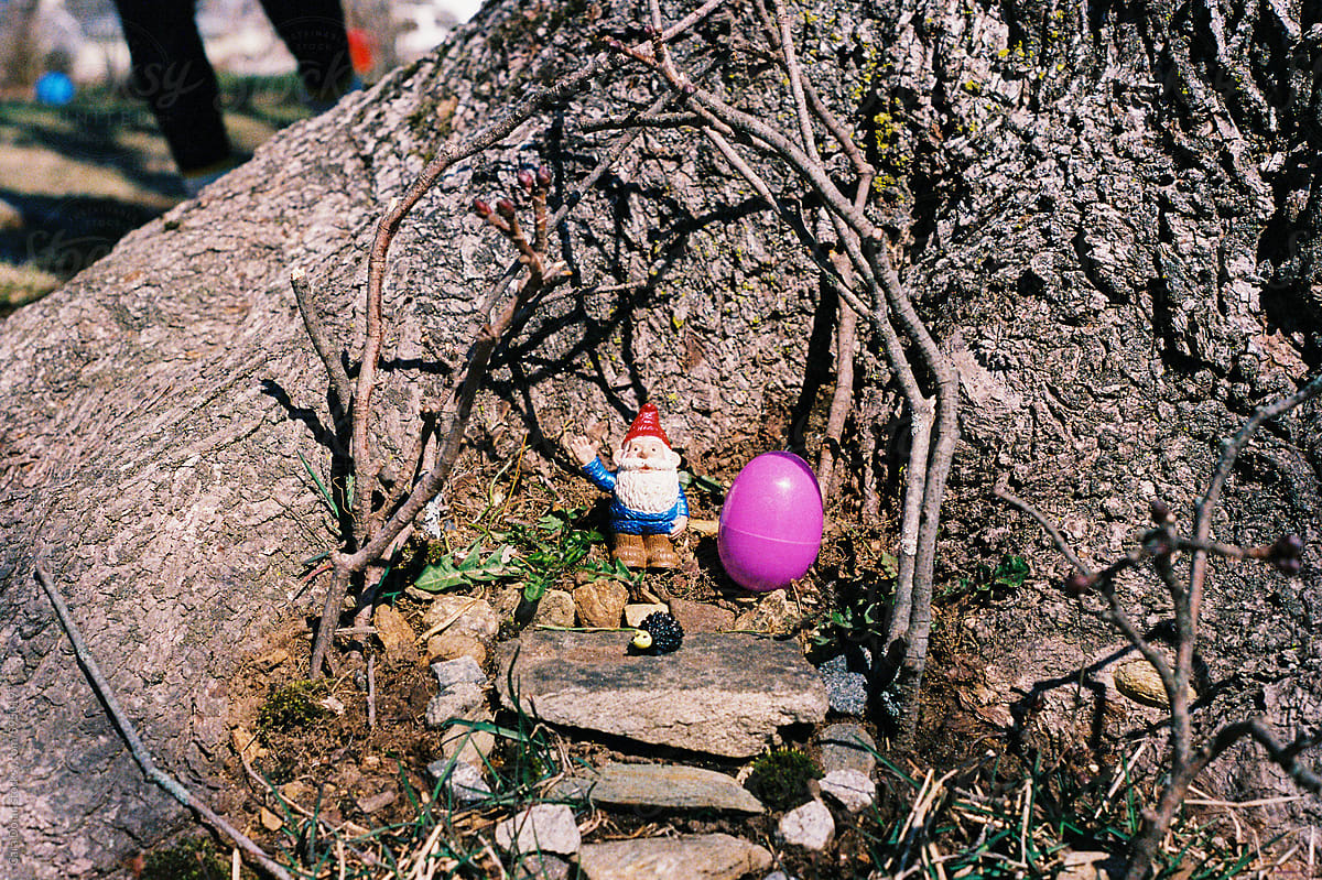 Little Gnome House at Base of Tree with Hidden Easter Egg