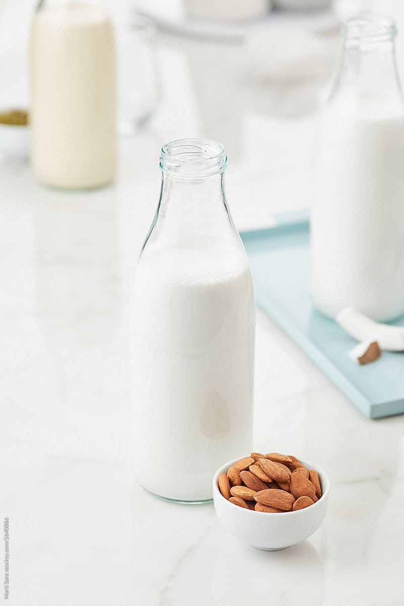Bottle of almond milk
