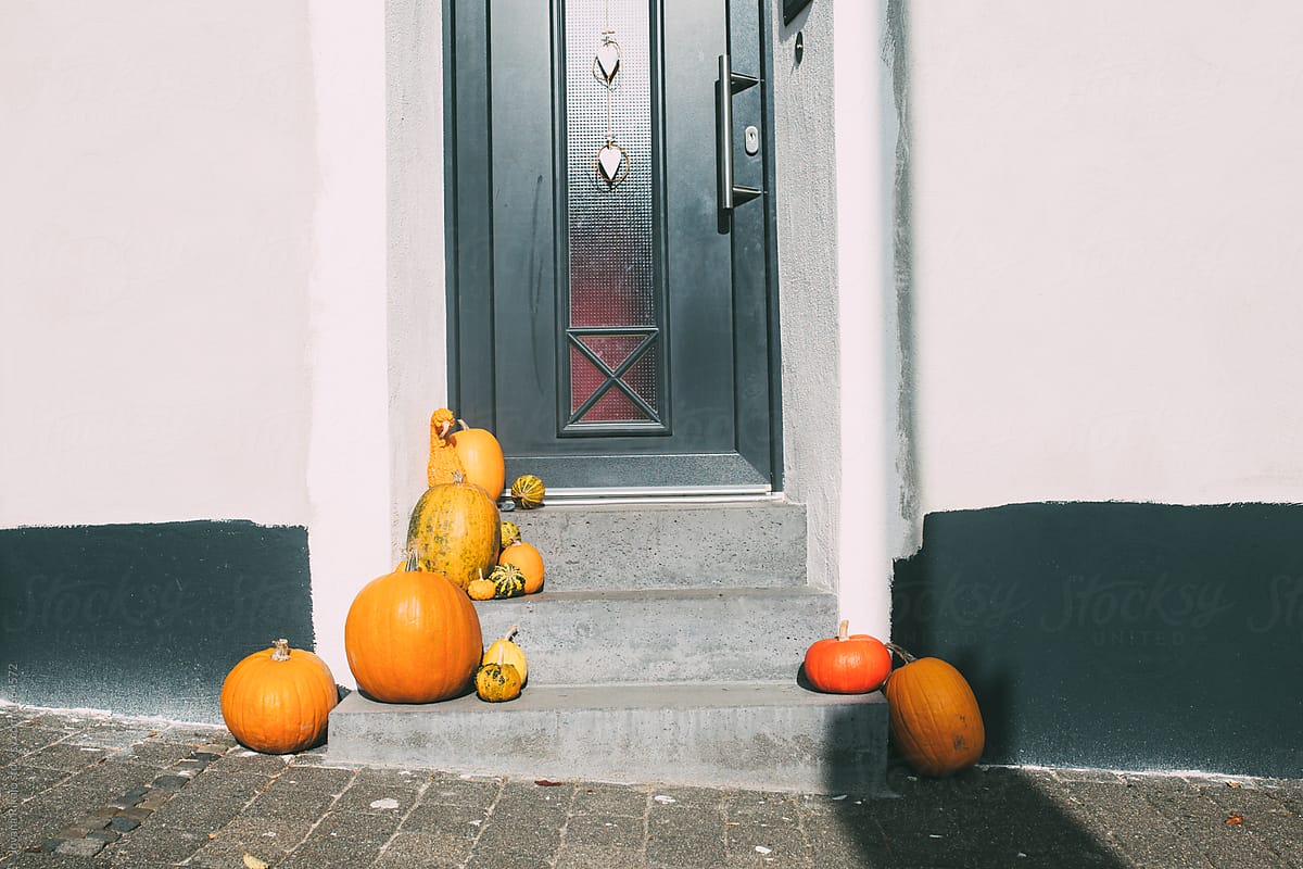 Pumpkins In Front Of House