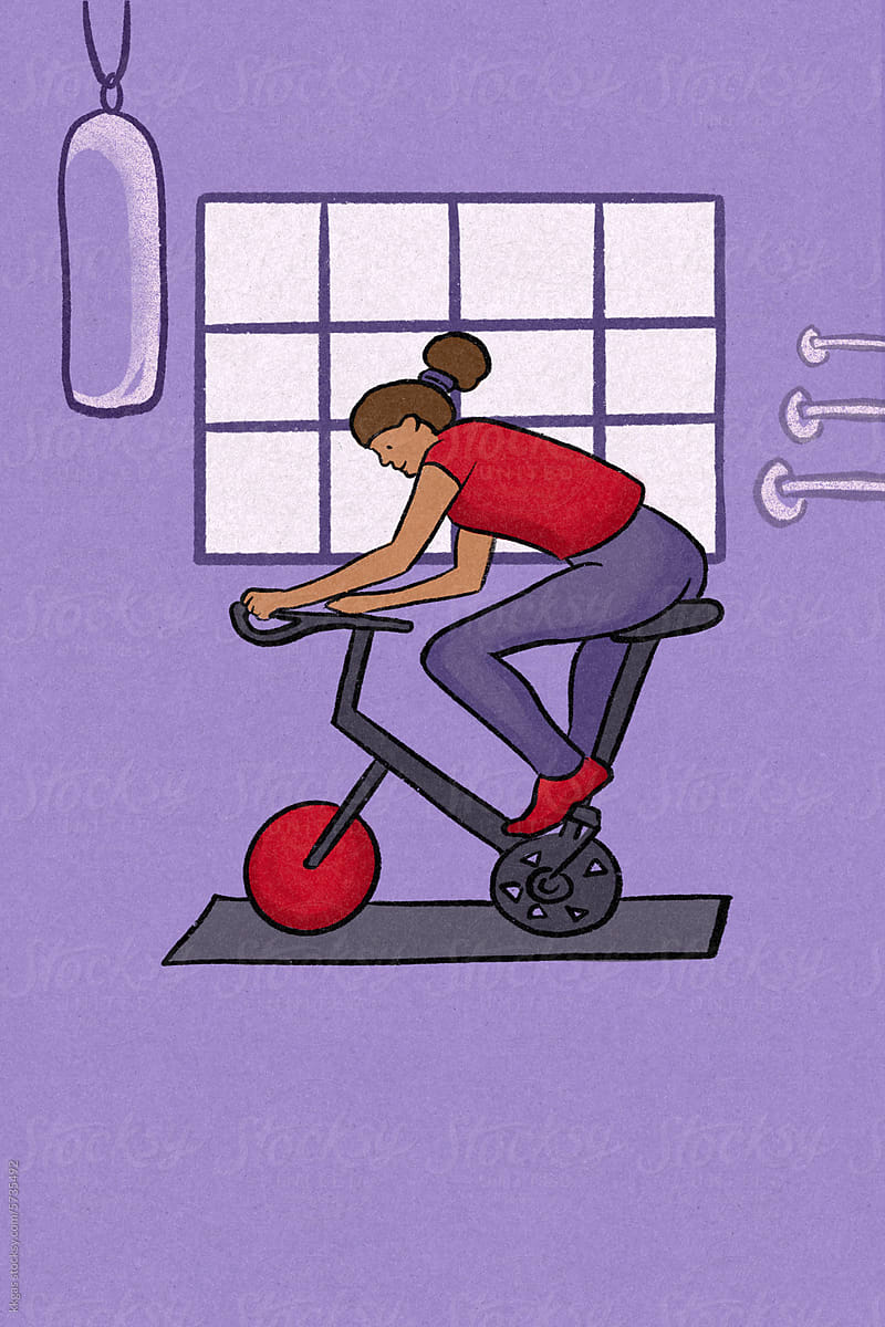 Woman on an Exercise bike