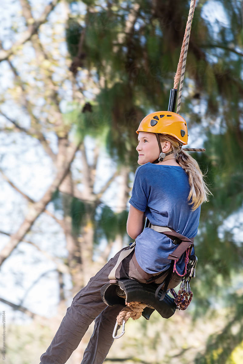 girl on a zip line adventure swing