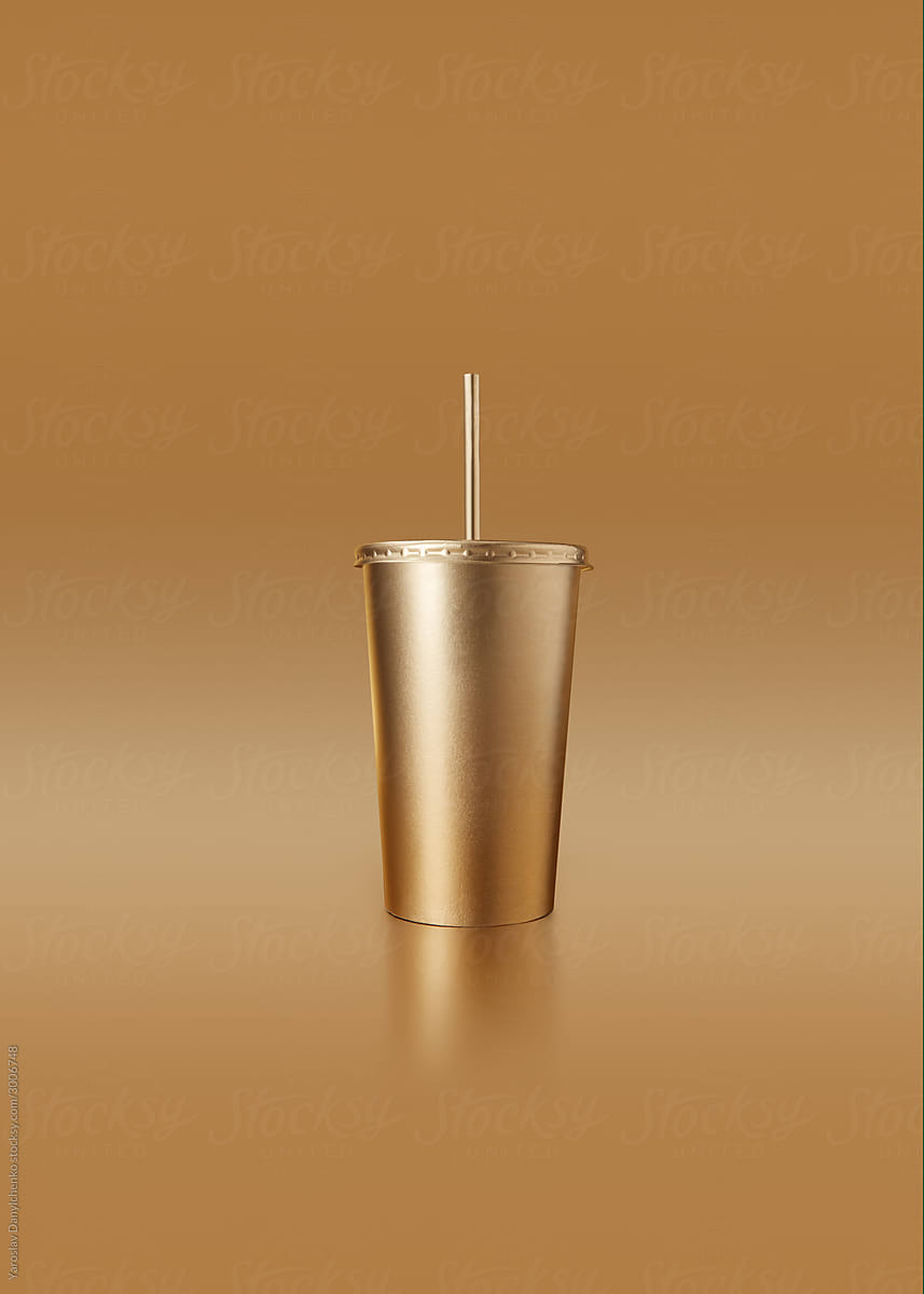 Paper mock-up cup painted golden.