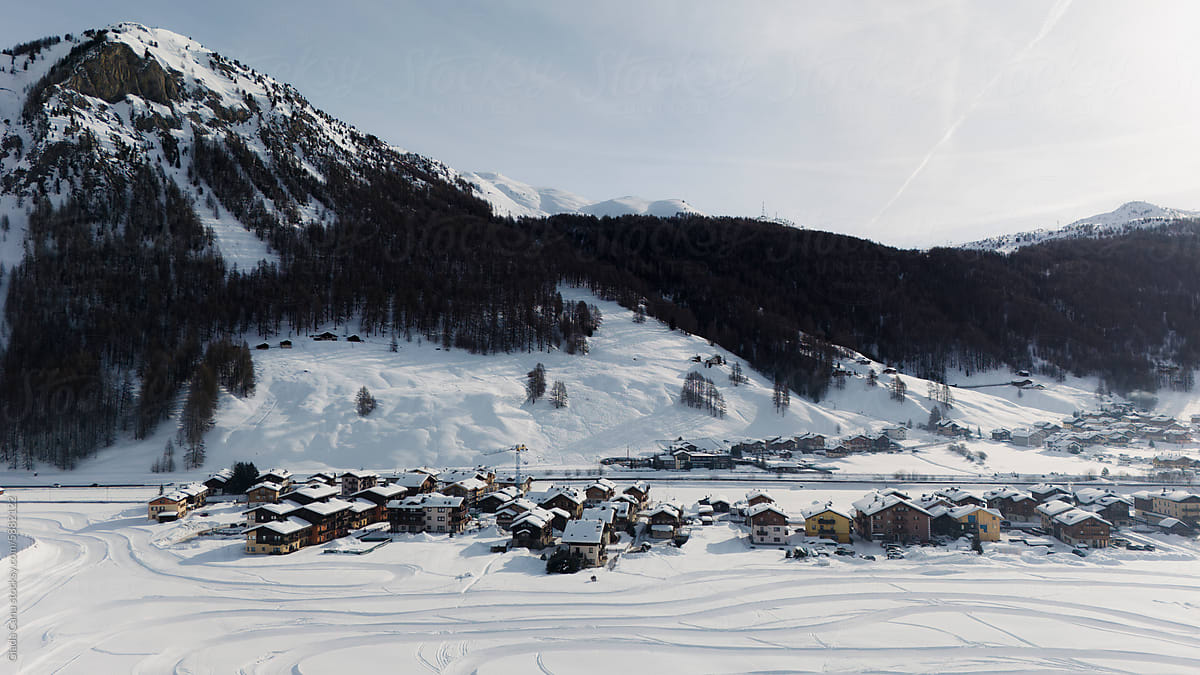 Serene Winter Village in the Italian Alps at Dusk