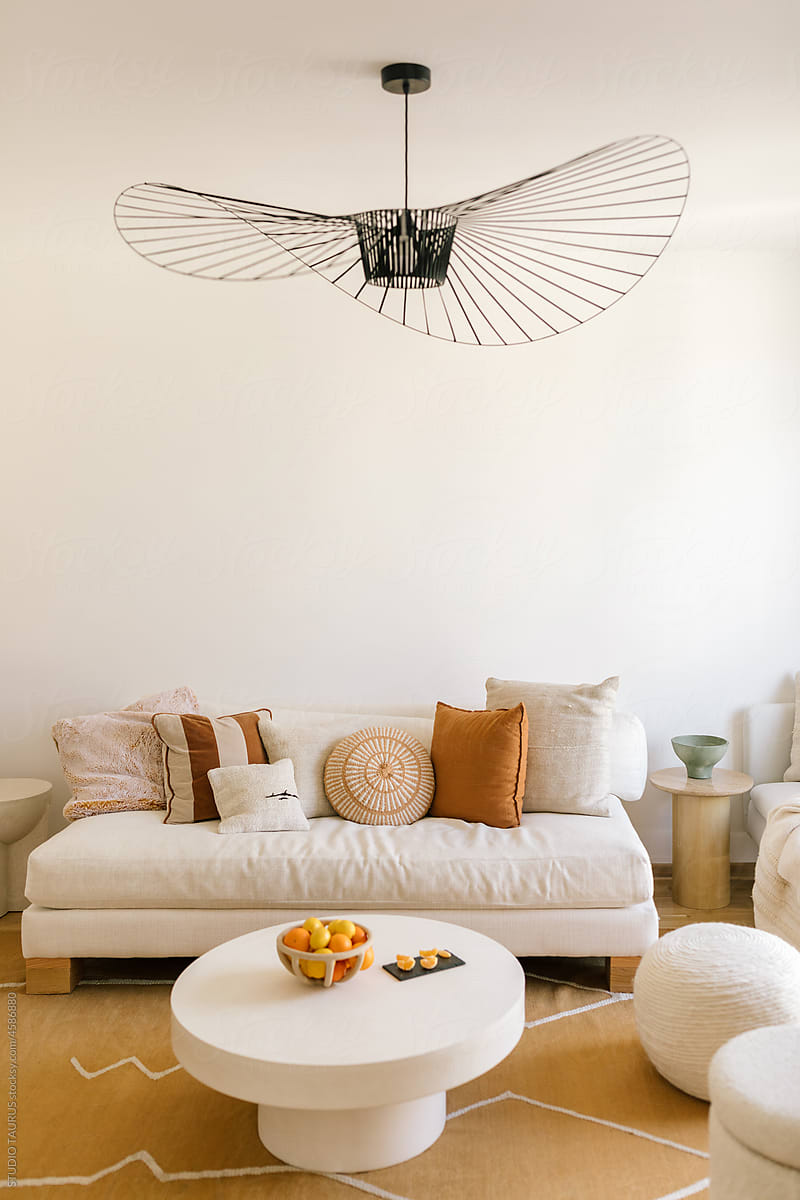 Boho style living room interior design