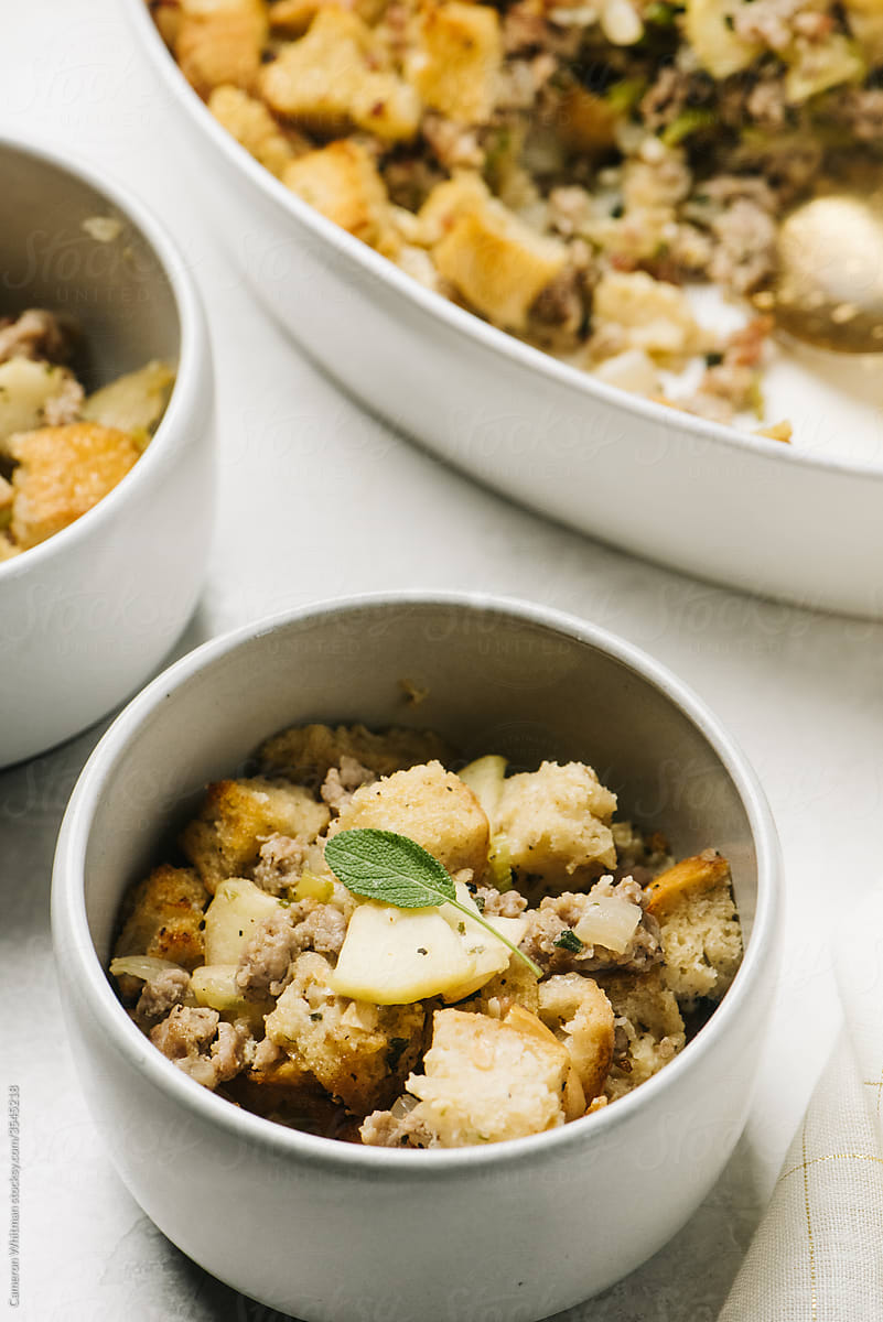 Sausage stuffing with apples and sage side dish
